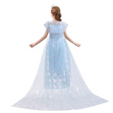 European and American Ice and Snow Fantasy 2 Elsa Mesh Fluffy Princess Flower Girl Dress Elsa Dress June 1st Children's Performance Dress