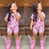 Cross border children's clothing from Europe and America, Amazon's best-selling fashion butterfly printed casual set for girls