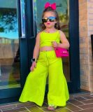 Cross border children's clothing from Europe and America, new fashion and casual sleeveless vest for girls, solid color set, Instagram style