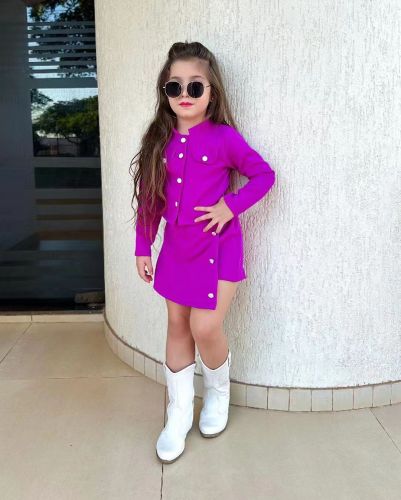 Amazon Instagram style foreign trade children's clothing new fashion casual long sleeved jacket irregular skirt set