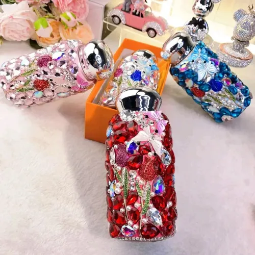 Butterfly Love Flower Inlaid Diamond Full Diamond Insulation Cup Portable and Compact 304 Stainless Steel Car Straight Cup Pocket Cup Creative