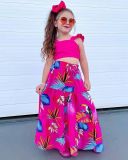 Amazon Instagram style foreign trade children's clothing new fashion casual short tank top large swing skirt set