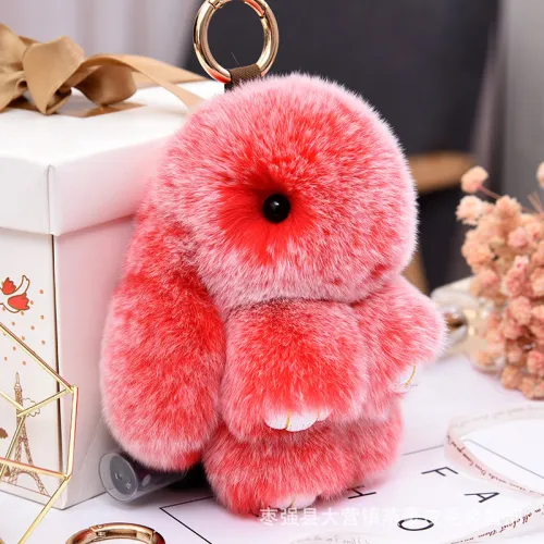 Cute real otter rabbit plush and cute rabbit pendant decoration dead rabbit jewelry bag accessories car keychain pendant manufacturer