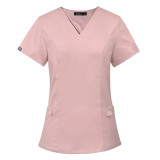 Amazon Surgical Suit for Women's Dental Clinic Short sleeved Handwashing Clothes Split V-neck Nurse Clothing Manufacturer Direct Sales