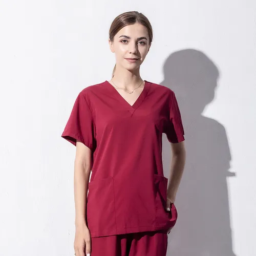 Cross border agency elastic quick drying surgical suit, nurse suit, hospital doctor's work suit, V-neck split suit, hand washing clothes