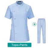 Korean version slimming waist button cotton high-end beauty salon nurse hospital doctor hand wash clothes work clothes Amazon