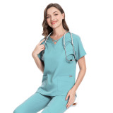 Wholesale of high-end elastic nurse clothing for doctors in stock, operating room, beauty salon, hand washing clothes, embroidered logo, and workwear