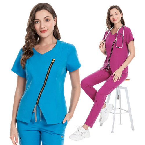 Wholesale of short sleeved surgical clothing sets for female doctors and nurses, SPA beauty salon work clothes, dental brushes, and handwear in factories