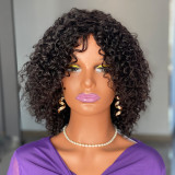 Curly fringe human hair wigs with bands