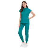 15 color medical uniform, scrub and care pants, elastic standing neck nurse uniform, jogging work uniform, Amazon shipping