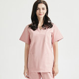 Polyester cotton replacement surgical gowns for men and women, polyester cotton summer Korean version hand washing clothes, short sleeved thin split nurse doctor's clothing