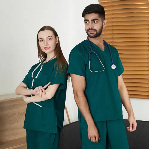 Cross border medical and nursing work suit, surgical suit, hand washing clothes, brush, hand suit, V-neck doctor and nurse uniform, polyester cotton