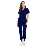 Summer thin V-neck surgical gown, doctor isolation work uniform, beauty salon nurse hand washing clothes, nurse uniform with multiple pockets