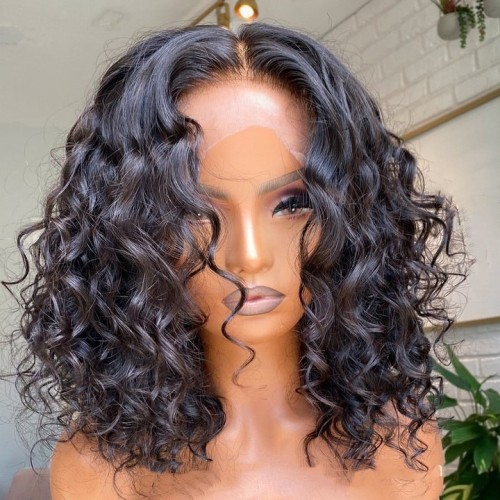 180 Density Remy Big Pixie Curl Frontal Human Hair Wig 190g