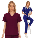 Elastic quick drying short sleeved workwear summer thin hospital beauty salon doctor and nurse workwear set Amazon