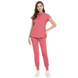 15 color medical uniform, scrub and care pants, elastic standing neck nurse uniform, jogging work uniform, Amazon shipping