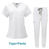 New double-layer multifunctional pocket nurse suit, surgical suit, anesthesiologist's work suit, short sleeved long pants set, Amazon