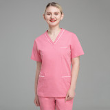 Large size short sleeved V-neck nurse suit split care set, navy blue sweat absorbing brush hand suit, dental work surgical gown, male