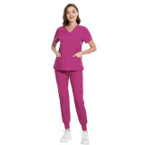 Summer thin V-neck surgical gown, doctor isolation work uniform, beauty salon nurse hand washing clothes, nurse uniform with multiple pockets