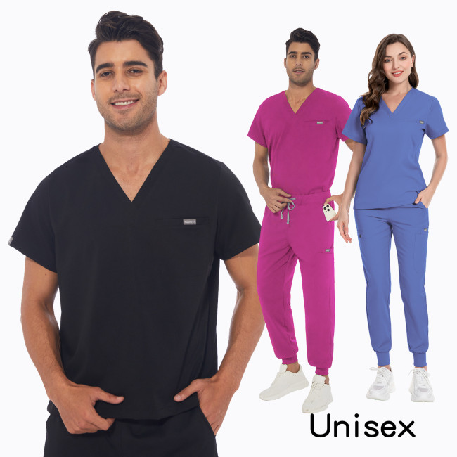 Men's and Women's Same Style Doctor Pet Hospital Nurse Clinic Beauty Salon Work Clothes Set Short sleeved Long Pants for Foreign Trade