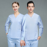 Handwashing clothes, long sleeved surgical clothing set, solid color beauty salon work clothes, doctors and nurses, oral and dental brushes, hand clothes for women