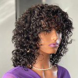 Water Wave Fringe Human Hair Wigs with Banks