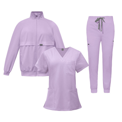 Three piece set of V-neck jackets, surgical gowns, hand washing clothes, medical nurse uniforms, women's Amazon distribution