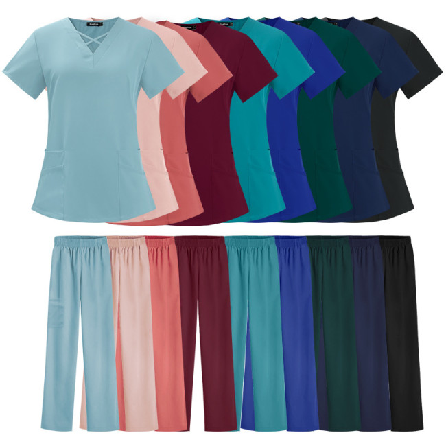 Foreign trade elastic quick drying medical work clothes, dental doctors, operating room hand washing clothes, surgical clothing sets, thin edition