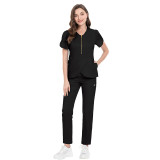 Cross border doctor's surgical suit set for women's slim fitting nurse suit, short sleeved V-neck hand washing clothes, elastic professional workwear