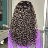 180Density Water Wave Human Hair Wigs Front Lace Human Wig Headband 13X4
