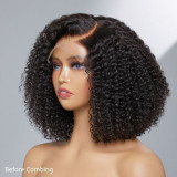 200Density Curly Bob Human Hair Wig Real Human Hair Lace Wig Headband 220g