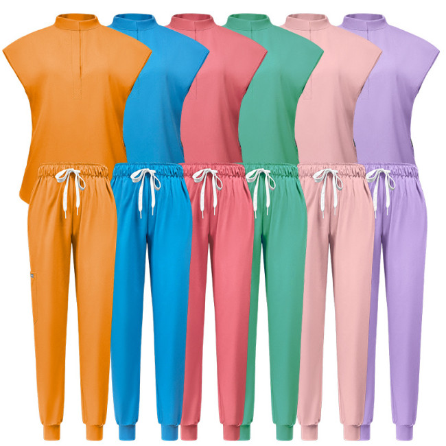 Handwashing clothes, elastic nurse clothing, short sleeved women's split suit, dental doctor's work clothing, men's elastic surgical clothing