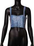 Cross mirror European and American hot selling nightclub backless metal sheet rhinestone sparkling suspender sexy navel exposed ball bra top