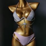 New Steel Cup Bikini Diamond Swimsuit Diamond Tassel Nightclub Bikini Stitched Diamond Bikini
