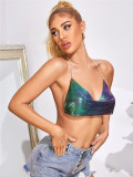 Manufacturer's direct sales of new nightclub AliExpress hot selling metal chain sequin suspender strapless top