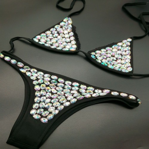 New Diving Fabric Diamond Bikini Neoprene Handsewn Diamond Swimsuit Imported Diamond Swimsuit