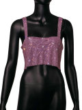 Cross mirror European and American hot selling nightclub backless metal sheet rhinestone sparkling suspender sexy navel exposed ball bra top