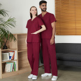 Cross border medical and nursing work suit, surgical suit, hand washing clothes, brush, hand suit, V-neck doctor and nurse uniform, polyester cotton