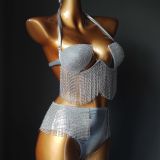 New Steel Cup Bikini Diamond Swimsuit Diamond Fringe Bikini High Waist Bikini Nightclub Dress