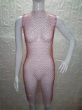 Cross border eBay, Amazon's best-selling women's clothing for foreign trade, transparent mesh sparkling diamond sexy nightclub dress