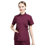 Korean version nurse uniform large button thin short sleeved set for women's oral, dental, cosmetic and plastic surgery hospital work clothes