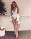 Hot selling fashion stage sexy mesh sparkling diamond waist slimming women's pants with cross mirror Wish in Europe and America