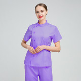 Korean version nurse uniform large button thin short sleeved set for women's oral, dental, cosmetic and plastic surgery hospital work clothes