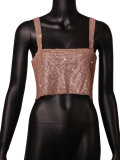 Cross mirror European and American hot selling nightclub backless metal sheet rhinestone sparkling suspender sexy navel exposed ball bra top
