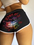 S390076 Amazon Hot Selling European and American Women's Sexy Tight Shorts Letter Printing Popular Shorts Yoga Pants