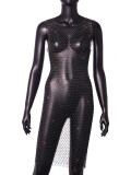 Cross border eBay, Amazon's best-selling women's clothing for foreign trade, transparent mesh sparkling diamond sexy nightclub dress