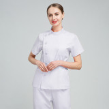 Korean version nurse uniform large button thin short sleeved set for women's oral, dental, cosmetic and plastic surgery hospital work clothes