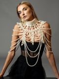 Popular European and American cross mirror Amazon women's clothing summer new sexy pearl vest hanging neck necklace
