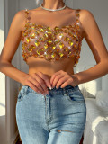 Cross border supply of European and American AliExpress in the summer of 2023, hot selling nightclubs, sexy gemstone suspender, hollowed out top