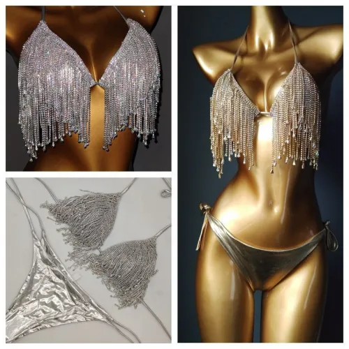 New Diamond Fringe Bikini Diamond Swimsuit Diamond Fringe Bikini Stitched Diamond Bikini Nightclub Dress